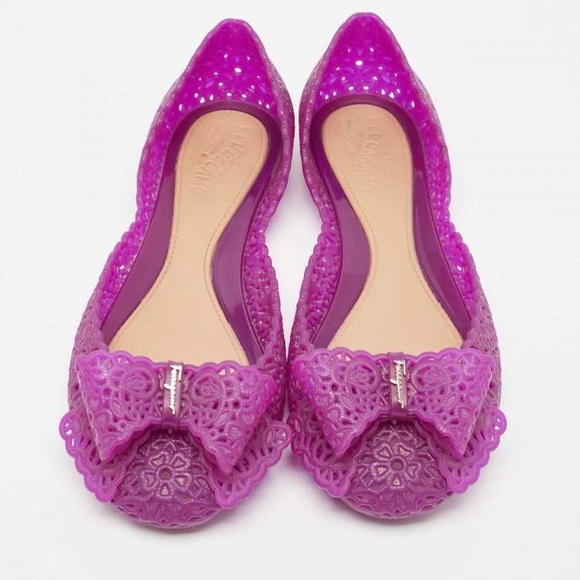 Salvatore Ferragamo Nilly purple jelly ballerina flats sz 10 EUC full set - Picture 2 of 15